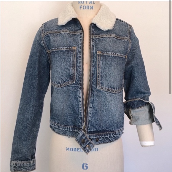 Joe's Jeans Jackets & Coats New Joes Sherpa Collar Denim Jacket Zip Front S Poshmark
